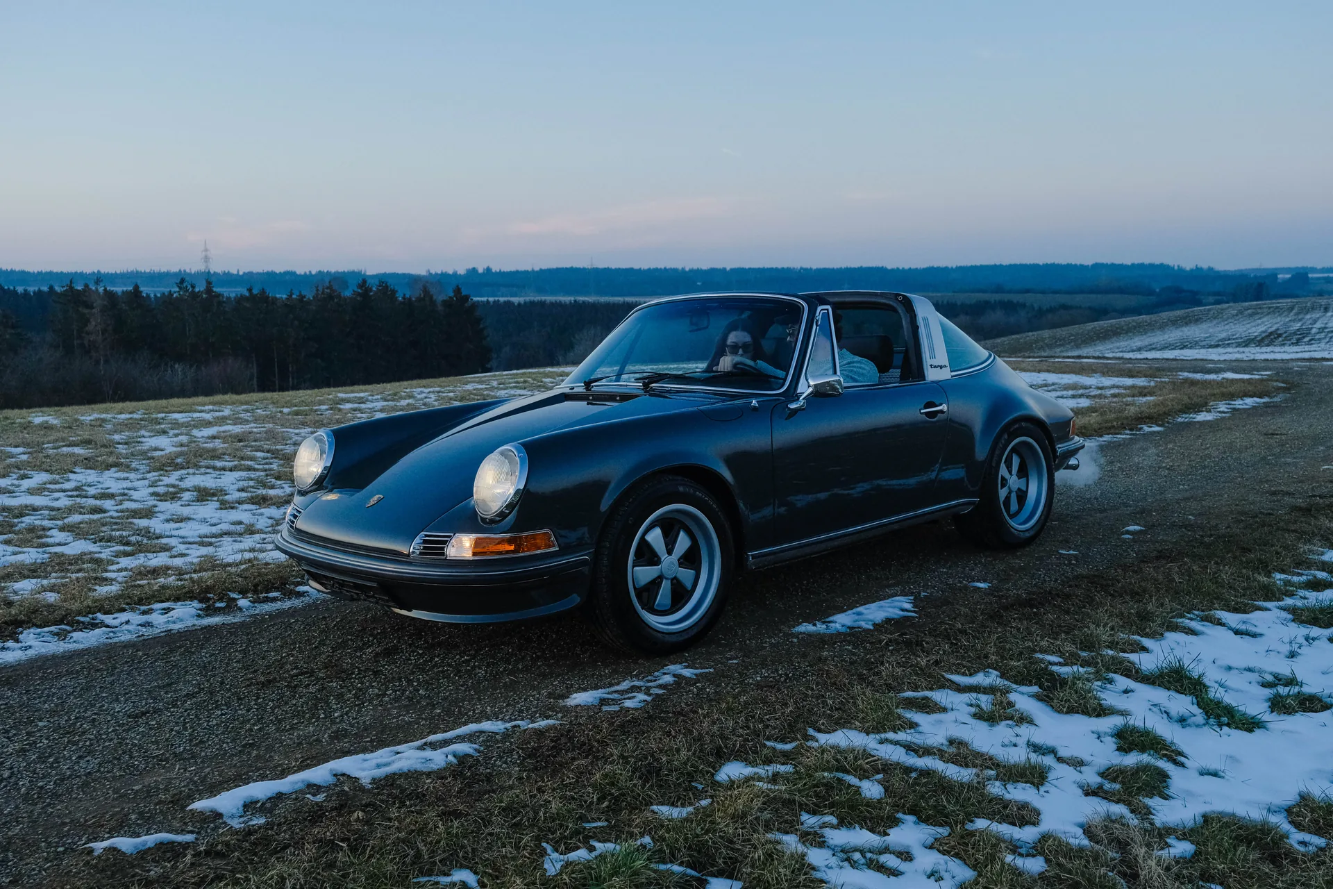 Slate Grey Porsche 911 Targa in the Stuttgart countryside